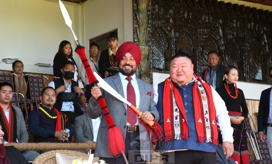 Lt General Jagamohan Singh Sidana with Minister Temjen Imna Along at Kisama. (DIPR Photo)